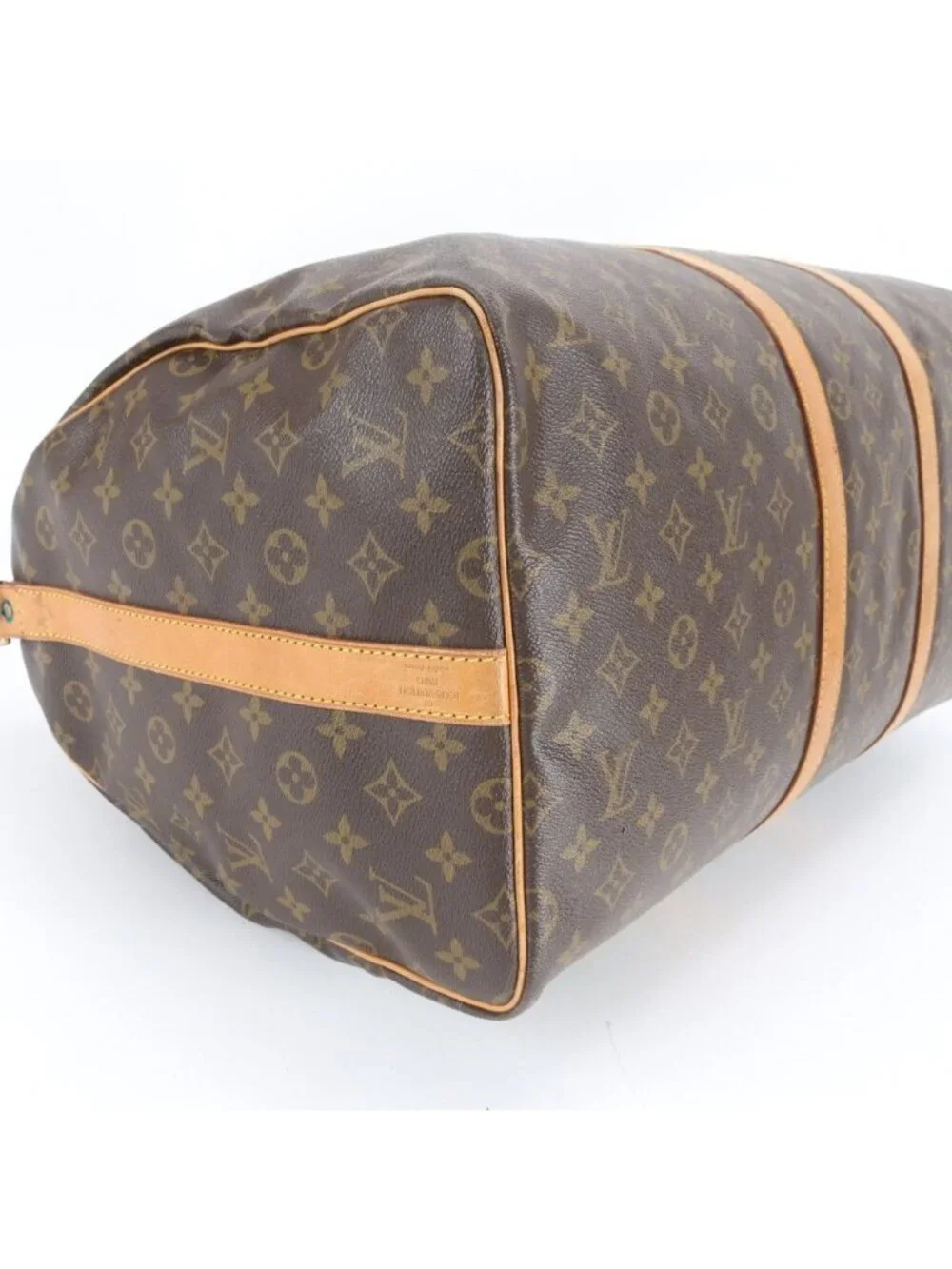 Louis Vuitton Monogram Keepall 55 Leather Boston Bag Tote Travel